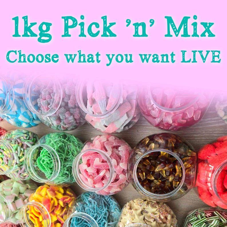 PACK LIVE 1 KG Pick n Mix - Unique Mix of Your Favourites and Unusual Sweets in Gift Box. Candy