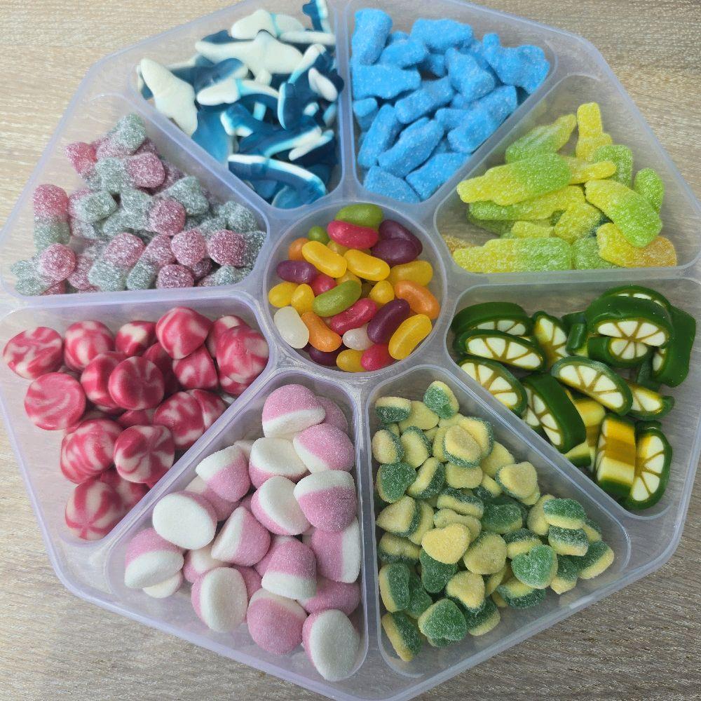 9 segment plastic sweet tray - Pick n Mix Sweets - Unique Mix of Your Favourites and Unusual Sweets in craft Box. Candy