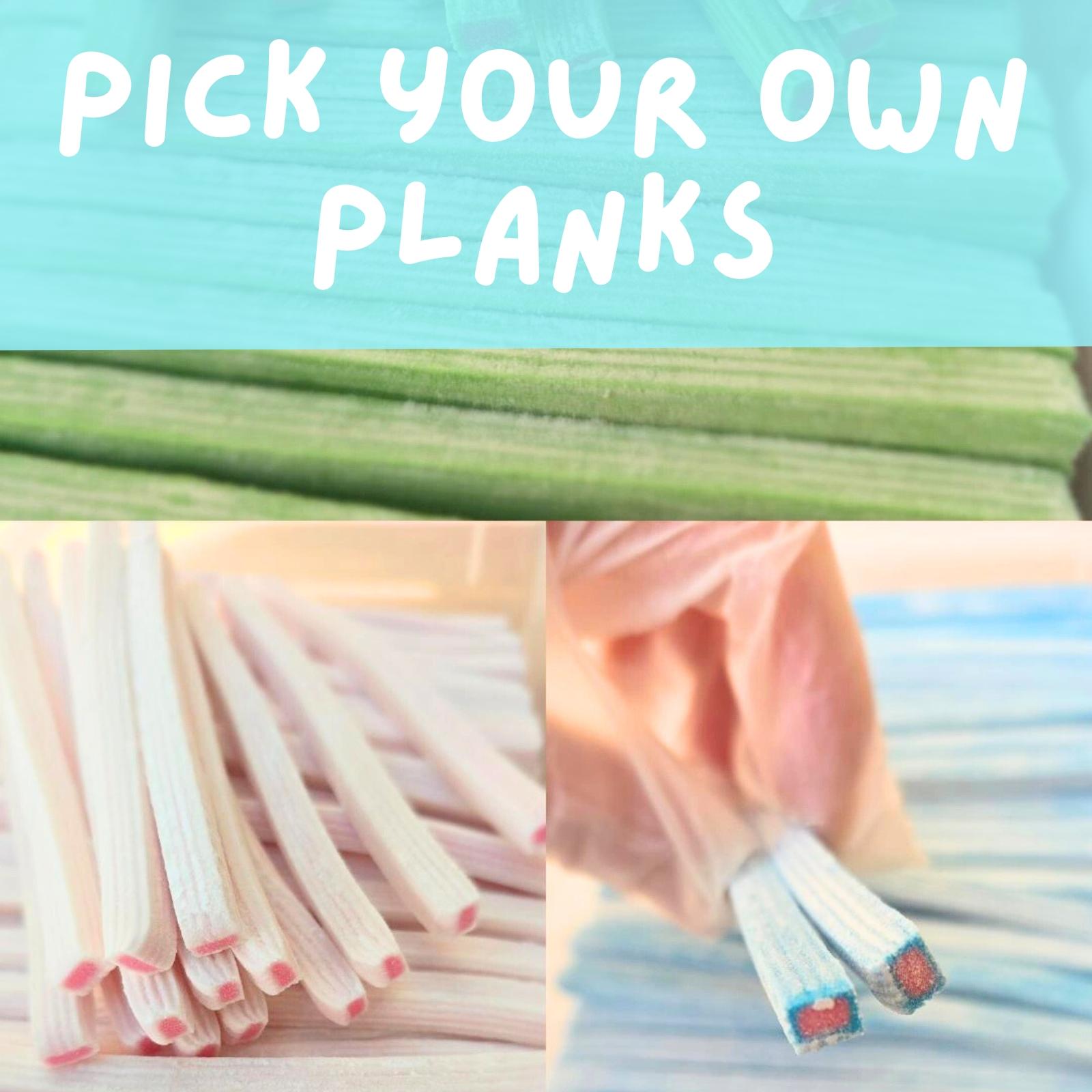 Planks - Pick your own pick n mix Planks 100g per choice of sweet! Pick N Mix Uk Bonbon Snack Lemon Strawberry Watermelon Raspberry Strawberry and cream
