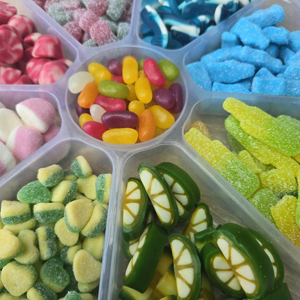 9 segment plastic sweet tray - Pick n Mix Sweets - Unique Mix of Your Favourites and Unusual Sweets in craft Box. Candy