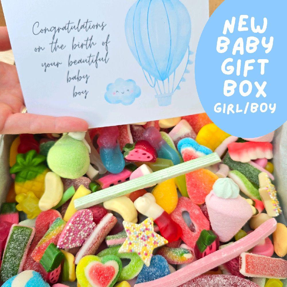New baby Gift box - Pick n mix gift box! 1KG gift box perfect for every age. New baby girl sweet box, New baby boy sweet box