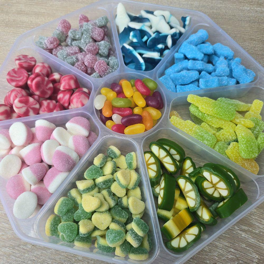 9 segment plastic sweet tray - Pick n Mix Sweets - Unique Mix of Your Favourites and Unusual Sweets in craft Box. Candy